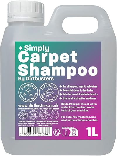 Dirtbusters Simply Carpet Cleaner Shampoo 1L 3-In-1 Powerful Cleaner