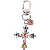 ZOONAI Cute Cross Bag Charms for Handbags, Sweet Rhinestone Keychain Purse Charms for Women