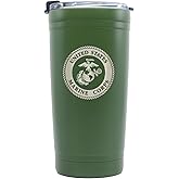 Military Gift Shop 20oz Marine Corps Tumbler – Double Wall Vacuum Insulated Stainless Steel | USMC 20oz Tumbler Green