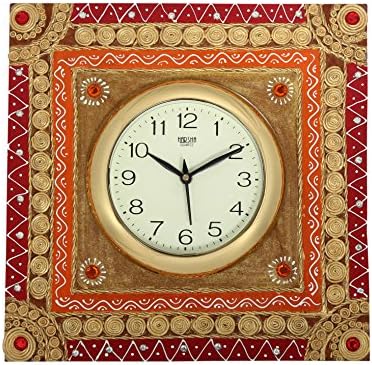 Wall Clock Quartz Indian Handcrafted Rajasthani Wooden For Room