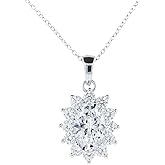 Cate & Chloe Sage 18k White Gold Halo Pendant Necklace with Simulated Diamond Crystals, Elegant Jewelry for Women, Gift for Her