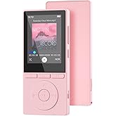 64GB MP3 Player with Bluetooth 5.3, Music Player with HiFi Sound for Sports Runners, 2.4" Screen MP3 Player Built in HD Speaker Voice Recorder E-Book, Expanded Up to 128GB, Earphone Included, Pink