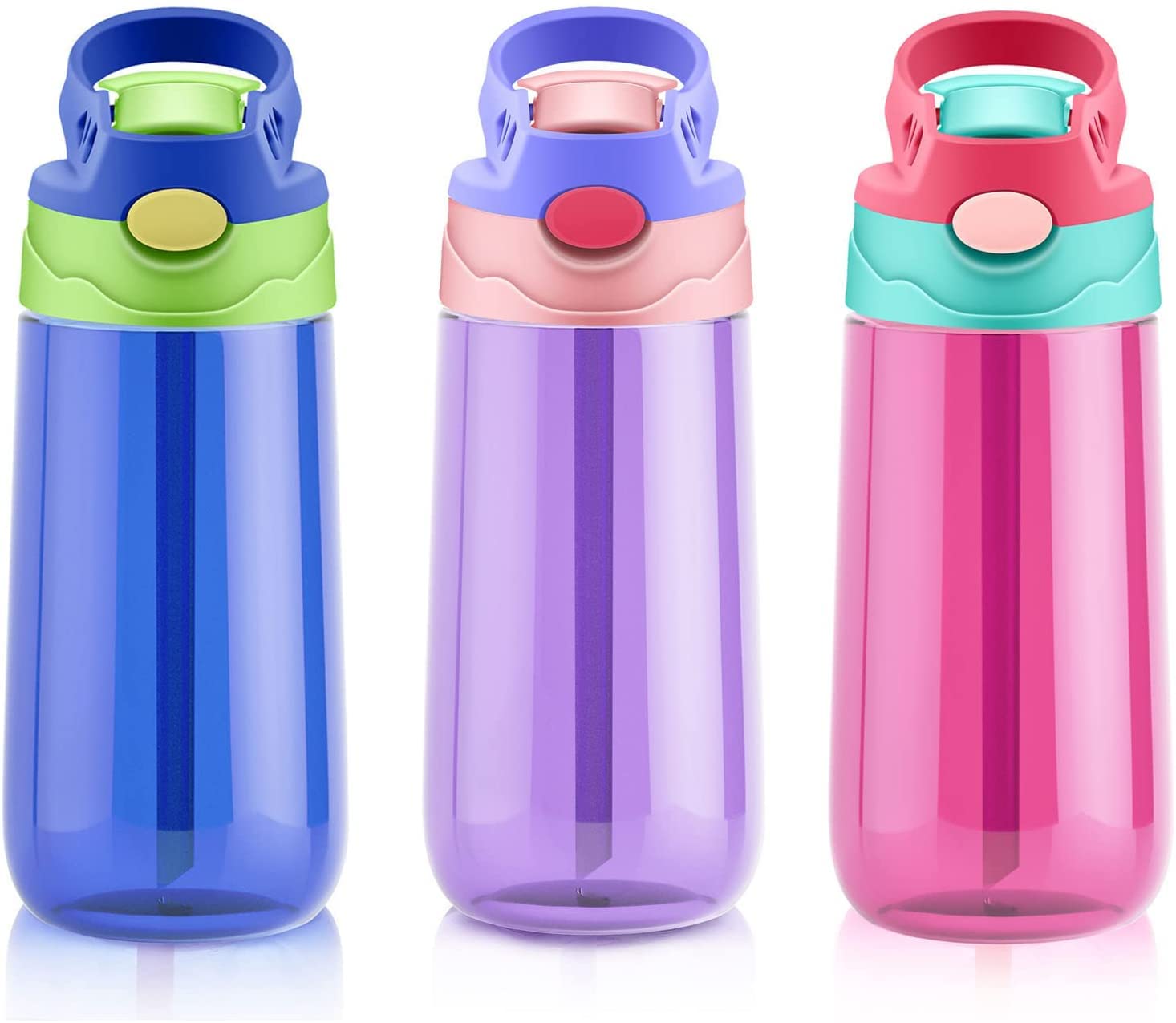 SUPPRUI Kids Water Bottle with Straw for School Leak Proof 480ML Kids Water Bottles BPA-Free for Boys & Girls(Purple)