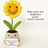 Sportyzen Handmade Crochet Sunflower Emotional Support Doll – Hope Your Day New Neighbor– Thoughtful Gift for Neighbors and Friends – Potted Flower Decor for Appreciation