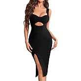 houstil Women's Strap Bandage Dress Cut Out Wedding Guest Bodycon Dresses V Neck Classy Party Cocktail Evening Gown