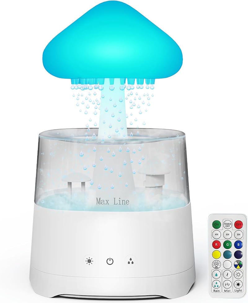 Diffuserlove Cloud Humidifier 450ML Rain Sounds Remote Mushroom Light