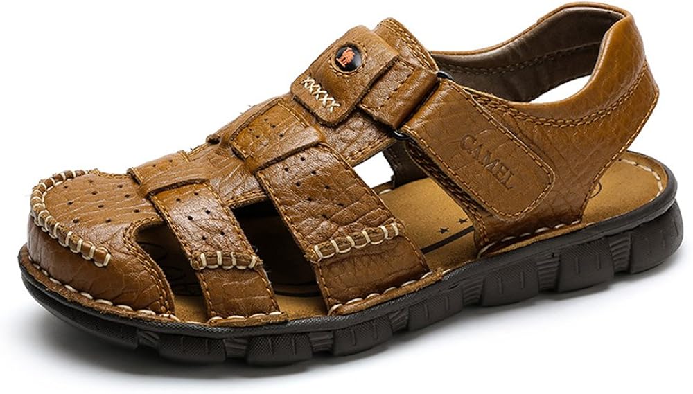 Camel Men's Fisherman Sandals Leather Breathable CloseToe
