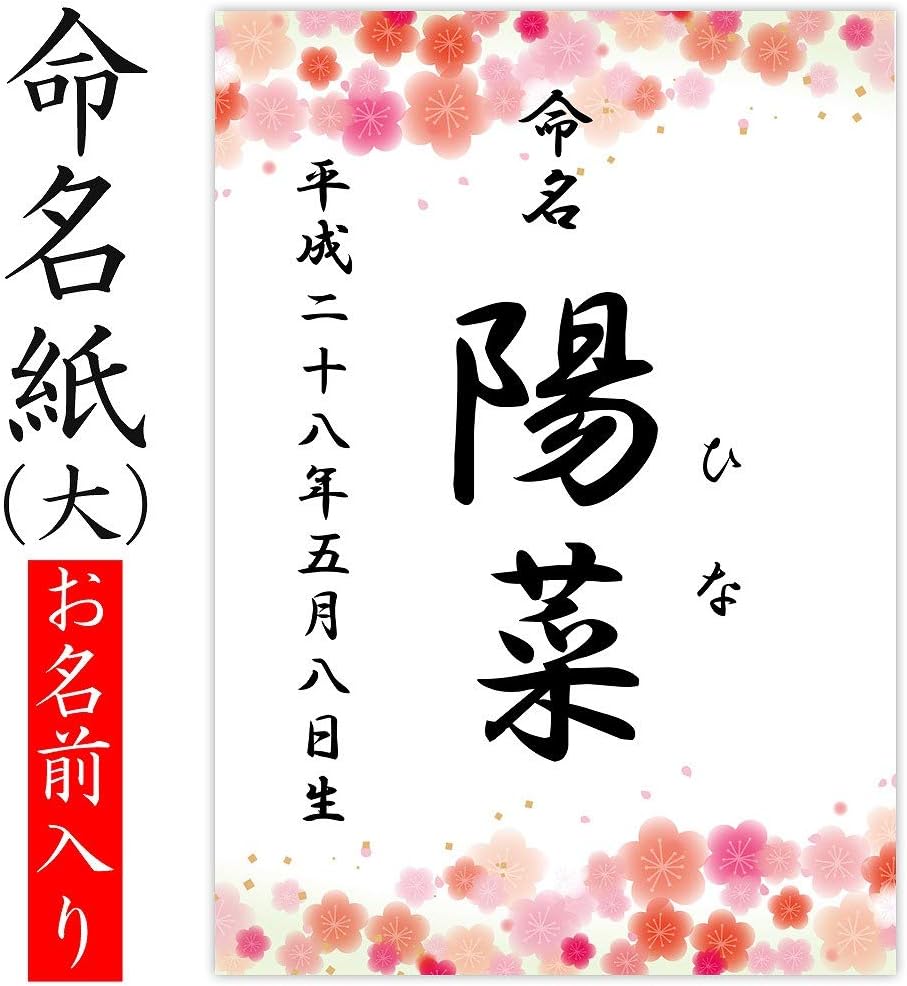Amazon Co Jp デザイン命名紙 大 梅 命名書台紙 大 または手形足形命名書台紙 専用 赤ちゃん 命名書 命名紙 かわいい おしゃれ 代筆をお考えの方に人気 用紙 お七夜 命名式 お祝い カメラ