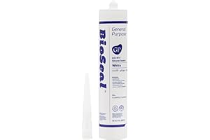 ZERED White BioSeal 100% Silicone Sealant Caulk General Purpose, Waterproof and No Odor 10.1 Ounce Cartridge -White Single Tube