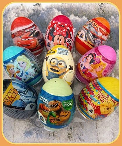 6x Plastic Surprise Eggs with a Toy Inside - Frozen, Minions, Cars, Princess,