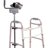 MABIS Walker Platform Attachment With Adjustable Padded Cuff, No Tools Needed, Attaches to Most Walkers, FSA and HSA Eligible, Made of Lightweight Aluminum, Silver