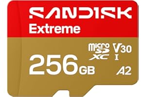 SANDISK 256GB Extreme microSD UHS-I Card - Up to 245MB/s Read Speed and 170MB/s Write Speed, 5.3K Video, 4K UHD Video, high-Performance for Action cams, Drones, Android Devices - SDSQXH9-256G-GZ6MA