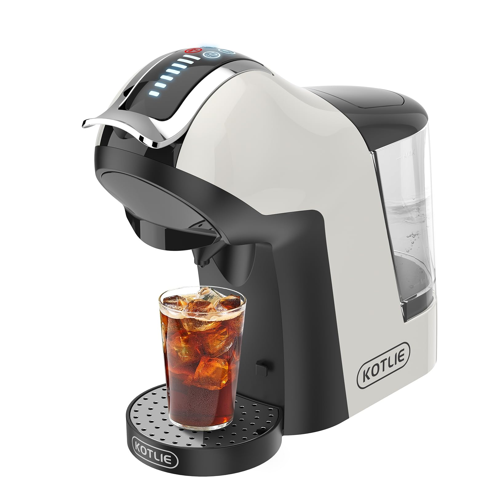Photo 1 of KOTLIE Single Cup Coffee Maker, Multi Capsule Machine Compatible With Various Capsule Types, 4 Temperature Settings, 7 Water Volume Levels,19 Bar(Glossy White)