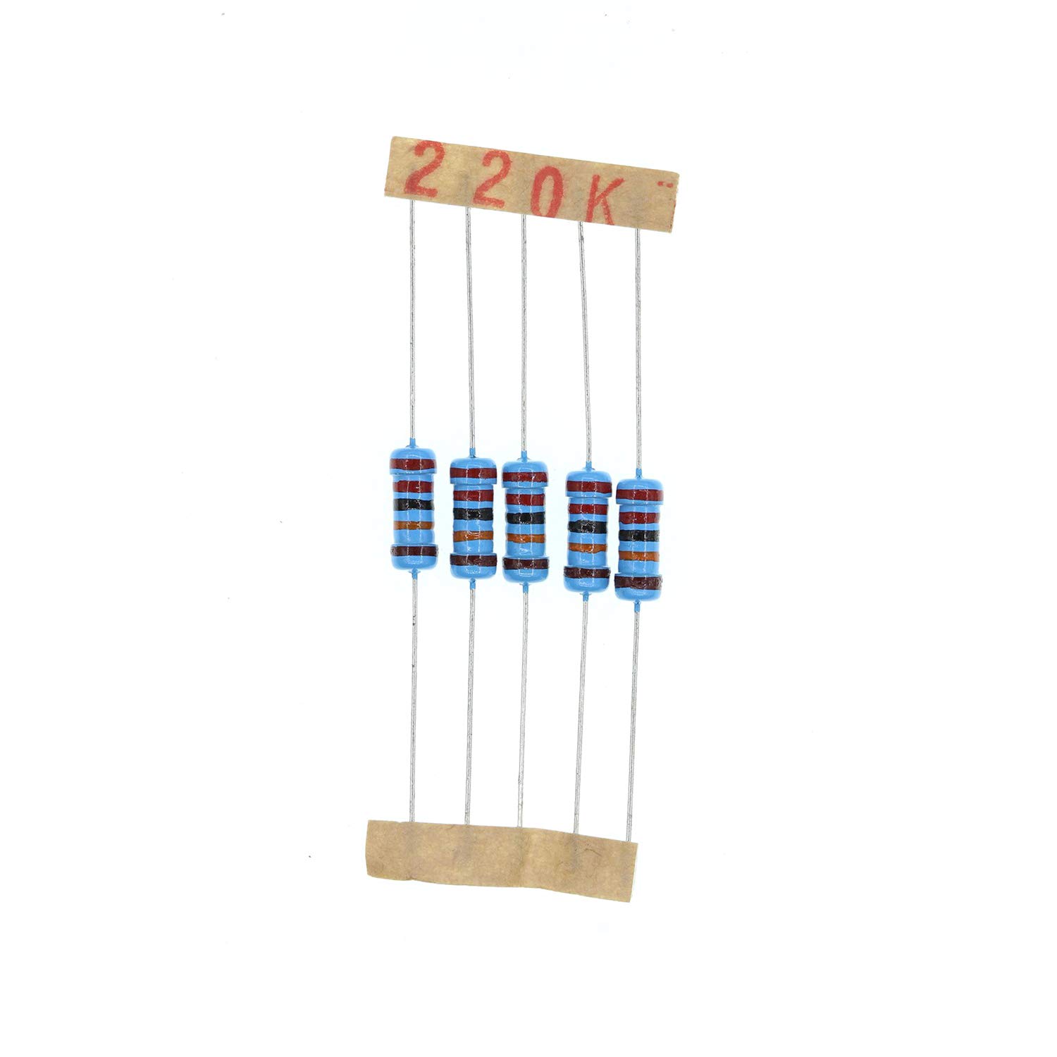 HUABAN 100PCS 1 Watts 1W 220K Ohm 1% Metal Film Resistor