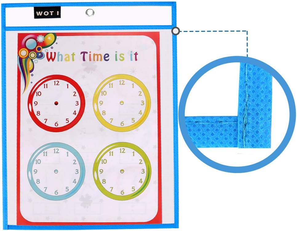 Dry Erase Pockets 20 Set Dry Erase Sleeves Oversized 10 x 14 Inches Teacher-Supplies- for-Classroom-Reusable-Dry-Erase-Pockets-Sleeves Assorted Colors WOT I : Office Products
