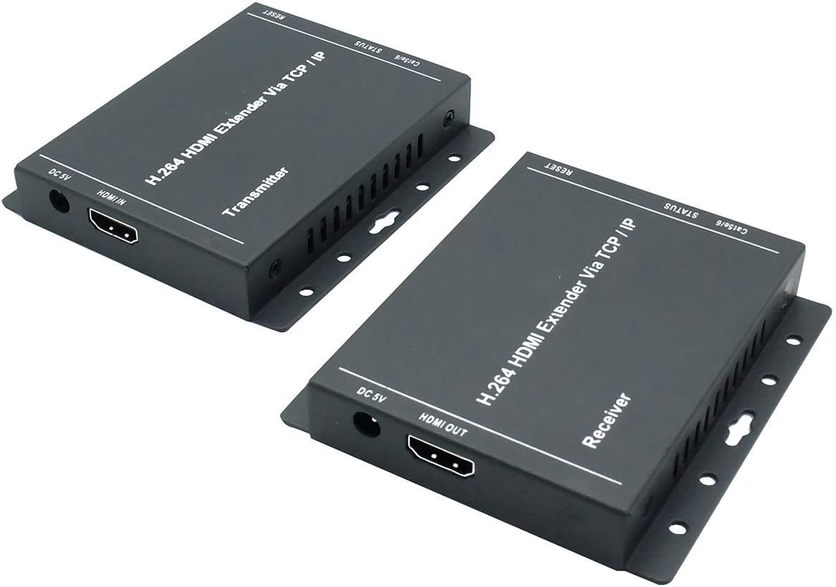 HDMI Extender Over IP/TCP Transmit UHD 1080P Signals 1 to Many or Over Single Cat5e / Cat6 / Cat7 Ethernet Cable Up to 492 ft (150m)