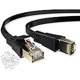 Lapsouno Cat 8 Ethernet Cable 25Ft, Durable High Speed 26AWG 40Gbps Flat Internet Network LAN Cable, Faster Than Cat7 Cat6 Ca