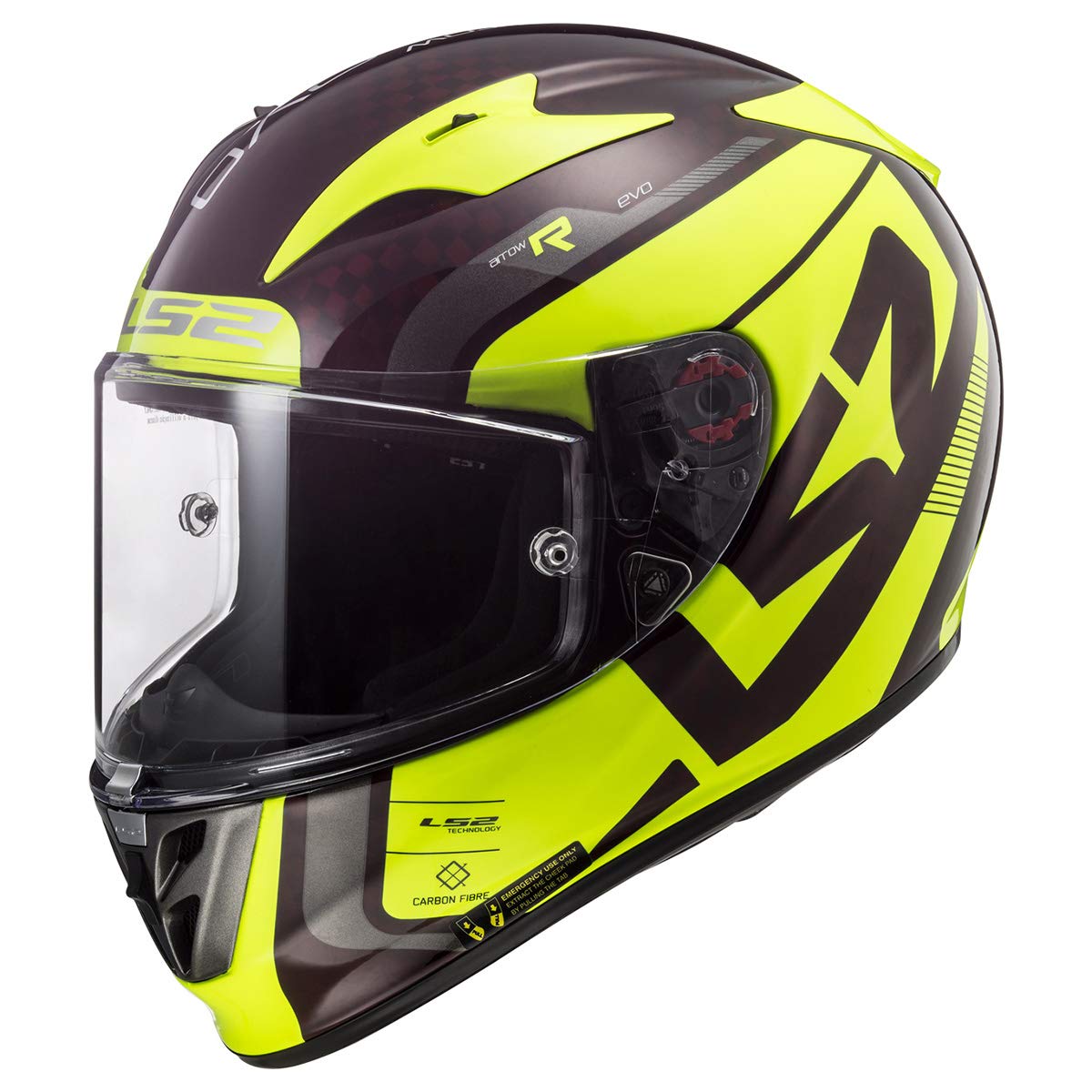 LS2 Helmets Arrow Sting Carbon Evo Helmet (Black Carbon/Yellow - Small)