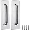 Malimali 4.72 Inch Recessed Finger Flush Pulls for Kitchen Cabinet Door Closet Door, Small Sliding Cupboard Door Handle, Brushed Stainless Steel Rectangular Door Pulls Hardware(2 Pack)