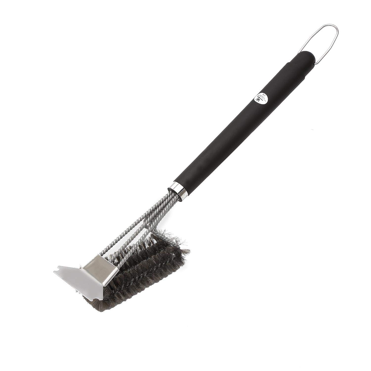 TOPWAY BBQ Cleaning Wire Brush Stainless Steel 3 Rows Straight with Long Handle
