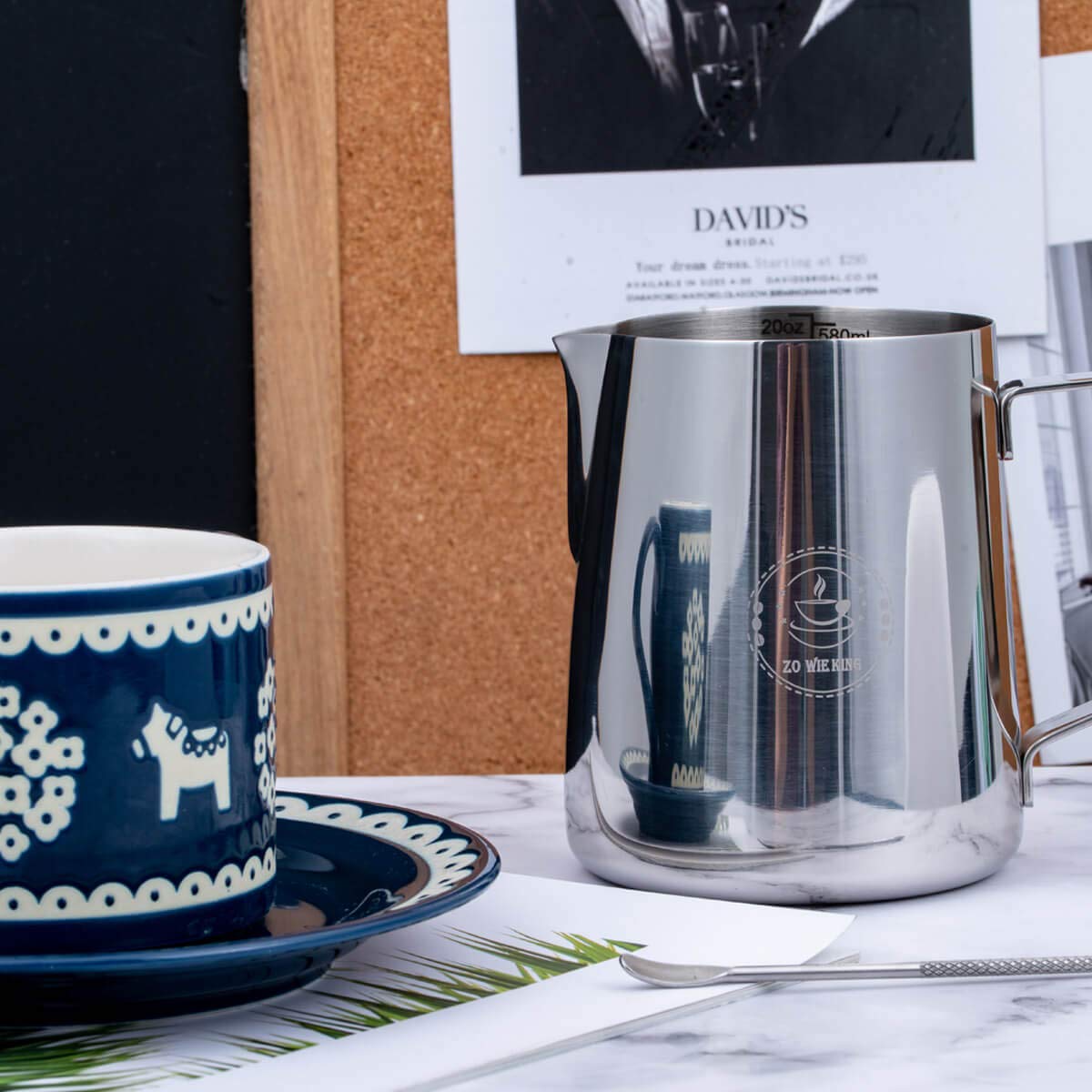 Milk Frothing Pitcher 12oz, Espresso Steaming Pitchers 350ml, Frother cup, Coffee Cappuccino Latte Art,304 Stainless Steel Jug with Decorating Art Pen