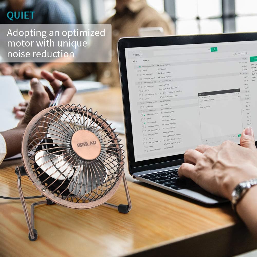 OPOLAR 4 Inch USB Small Desk Fan, Ultra-Quiet Design, with 360 Rotation, 3.8 ft Cable, Portable Cooling for Home & Office,Brown: Computers & Accessories