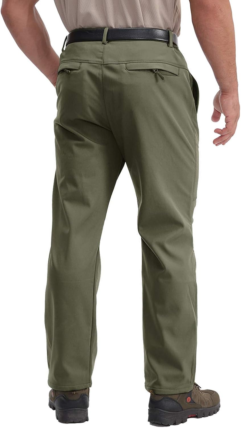 TACVASEN Men's Ski Pants-Snow Ski Tactical Fleece Lining Softshell Winter Pants Trousers : Clothing
