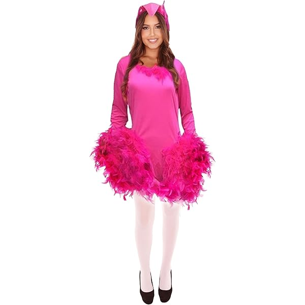 SelfTek Disfraz Flamenco Rosa Mujer, Kit Flamenco Con Diadema, Disfraz Y Accesorio, Pajaro Flamingo, Cosplay Para Adultos, Ideal Para Fiesta Hawaiana Carnaval