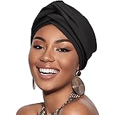 DRESHOW African Turban for Women Knotted Hairwraps for Sleeping Turban Headwraps Head Warmer Scarf for Black Women Chemo Cap