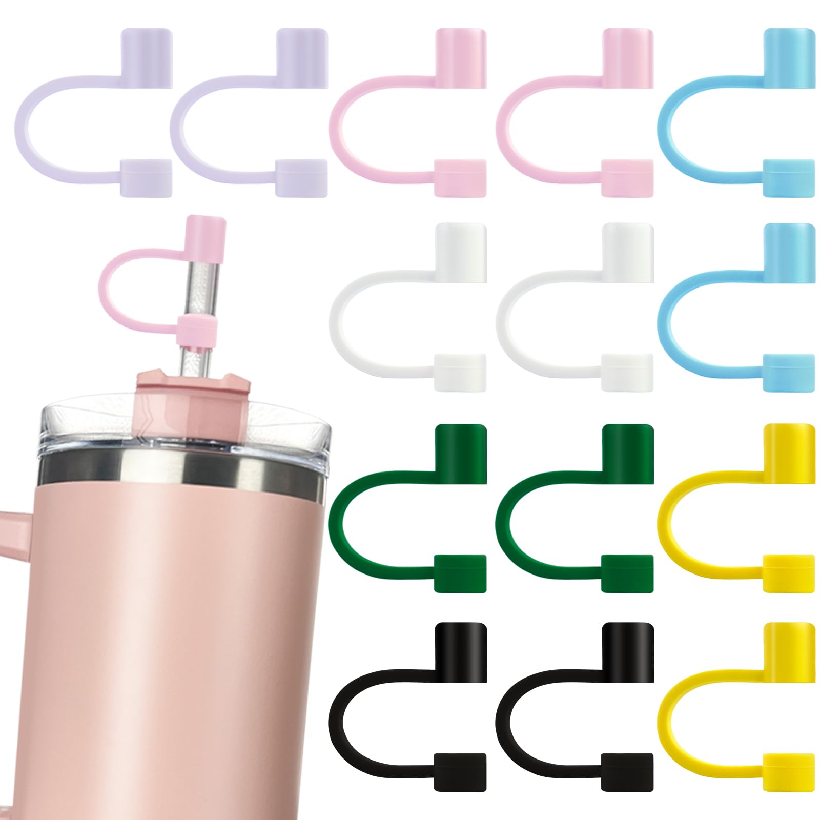 Photo 1 of Velaco 14Pcs 0.4in/10mm Diameter Silicone Straw Covers Cap Compatible with Stanley 20 30&40 Oz Cup, Straw Toppers for Stanley 40 Oz Tumbler with Handle, Dust-Proof Straw Caps for Water Bottle