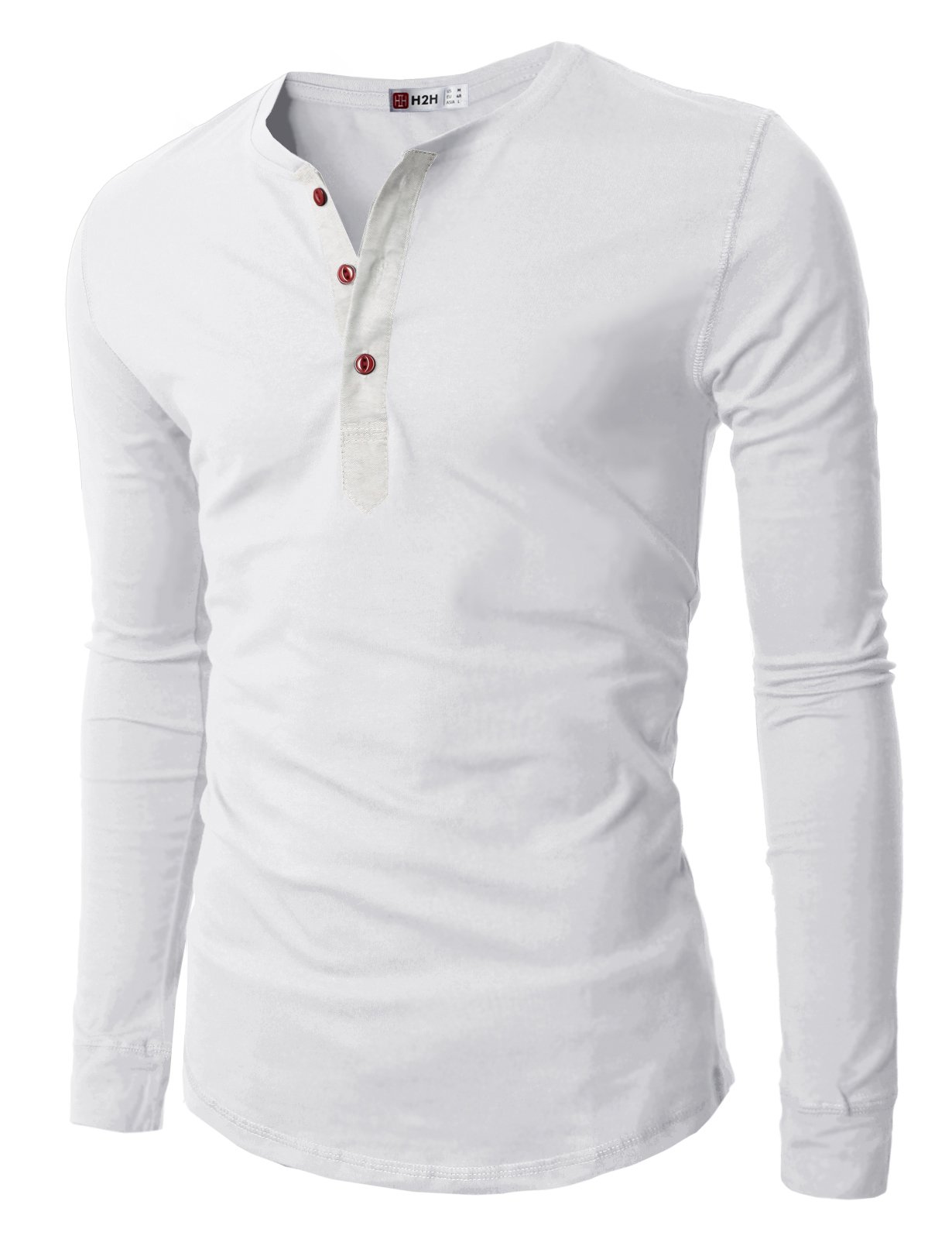 Buy H2H Mens Casual Slim Fit Henley TShirt Long Sleeve of Various