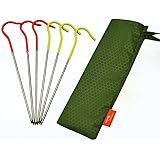 TITOTitanium Shepherd's Hook Tent Stakes Tent pegs Nail pegs with Flourescent Head Dia 3.0mm and Length 165mm only 6.7G(Pack of 6)