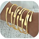 ÌF ME Gold Bangle Bracelets for Women, Indian Bangles Stackable Set, Multi Layer Textured 14K Gold Plated Chunky Bracelets Boho Jewelrys Set