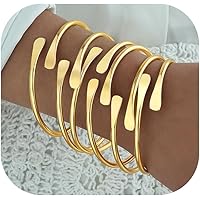 ÌF ME Gold Bangle Bracelets for Women, Indian Bangles Stackable Set, Multi Layer Textured 14K Gold Plated Chunky Bracelets Bo