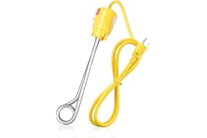 RUGAM 1000W Immersion Water Heater, Portable Bucket Heater with 304 Stainless Steel, for Teapot Water, Glass Pot, Cup, Heats 5 Gallons Bucket, Bathtub and Inflatable Swimming Pool of Water in Minutes