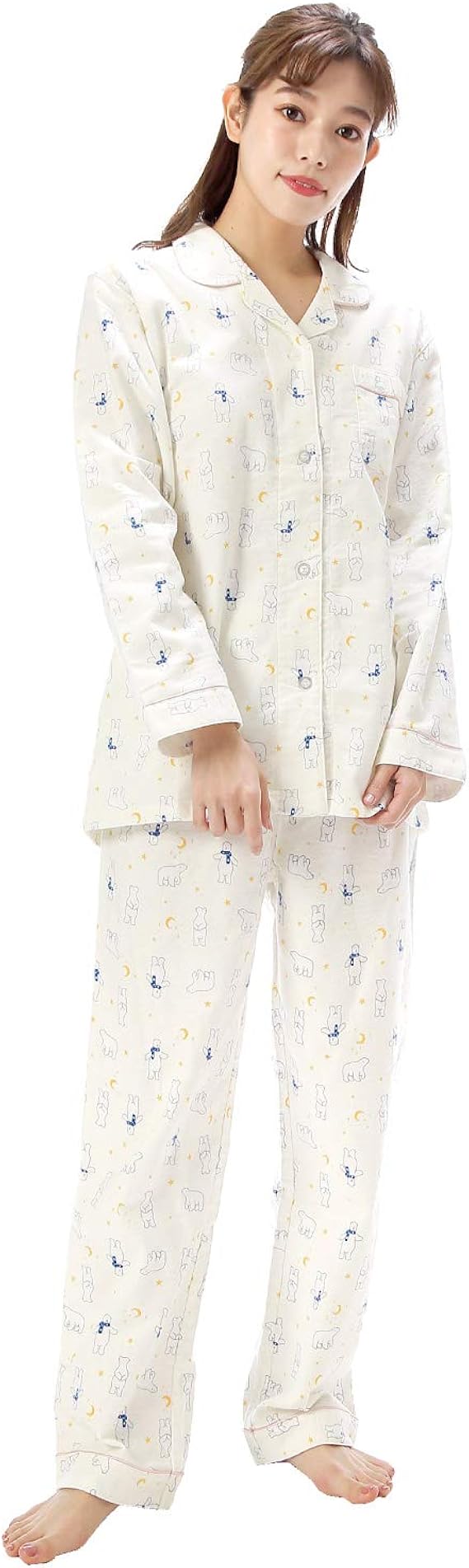 Amazon Nishiki ニシキ パジャマ レディース 長袖 綿100 ネル生地 肌に優しい 前開き 上下セット 長ズボン 秋 冬 ルームウェア 部屋着 パジャマ ルームウェアセット 通販