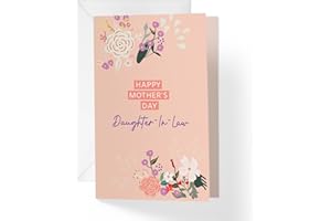 1Up Greetings Mothers Day Card for Daughter In Law | Blossoming Flowers and Hearts | Your Card Helps Animals In Need | 5”x7.5” | Single Card + Envelope | Female Owned Small Business USA | MDDAULAW3