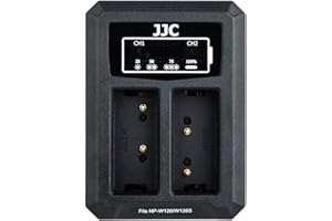 JJC NP-W126 NP-W126S Battery Charger USB Dual Slot for Fuji Fujifilm X100VI X100V X100F X-T50 XT50 X-T30II X-T30 X-T20 X-T10 X-T3 X-T2 X-S10 X-E4 X-E3 X-E2 X-E2S X-A7 X-T200 X-T100 X-H1 XPRO3 & More