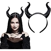 FOMIYES Devil Horn Headband, Black Halloween Horns Headband Horns Ox Horn Hair Hoop Halloween Party Cosplay Dress Hairband Hair Accessories for Women Girls