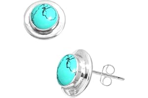 Natural Gemstone Stud Earring For Women Moonstone, Pearl, Garnet, Agate Round Boho Genuine 925 Sterling Silver Handmade Jewel