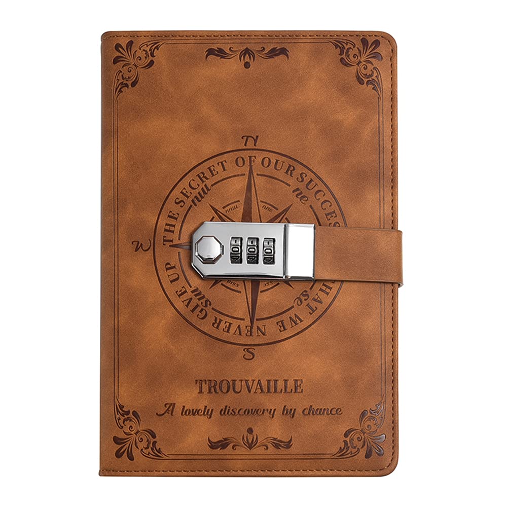 WANLIAN journal,diary with lock, with pen holder and card storage, suitable for personal travel diary