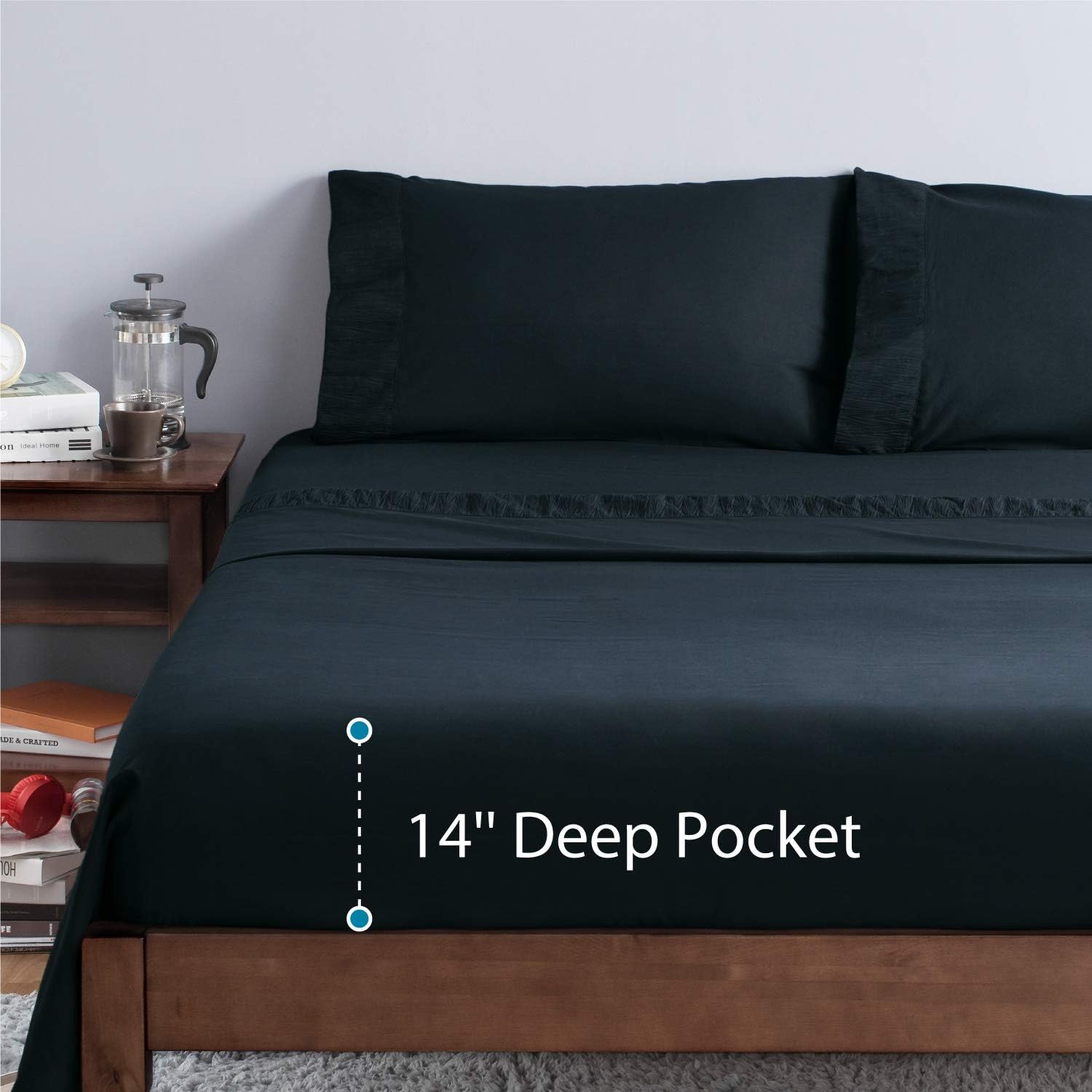 Bedsure Black Sheets Full Size - Soft 1800 Bedding Microfiber Sheets Full Size Bed, 4 Pieces Full Bed Sheets: Kitchen & Dining