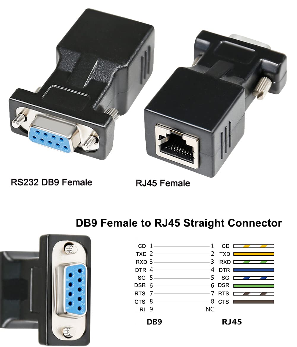 Serial Rj45 Adapter Mua DTECH DB9 to RJ45 Serial Adapter RS232 Female to RJ-45 Female ...