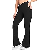 Nirlon Women's High Waisted Crossover Flare Yoga Pants