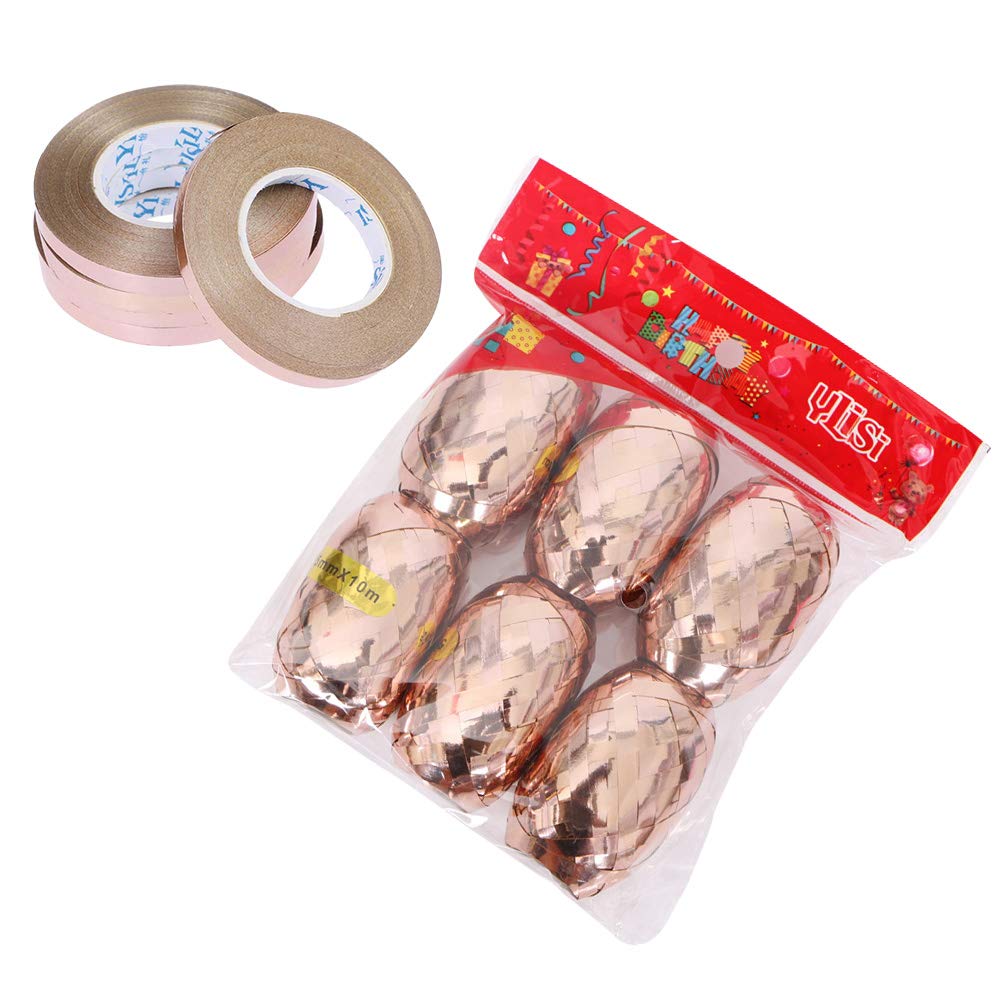 Toyvian Rose Gold Balloons Ribbons Gift Package Curling Ribbons Wedding Birthday Decoration Accessories 12 Pieces