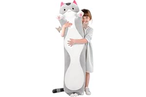 Mewaii Long Cat Plush Body Pillow, Cute Cat Plush Animals Kawaii Soft Plushies, Kitten Plush Pillow Doll Gift for Girls Boys 