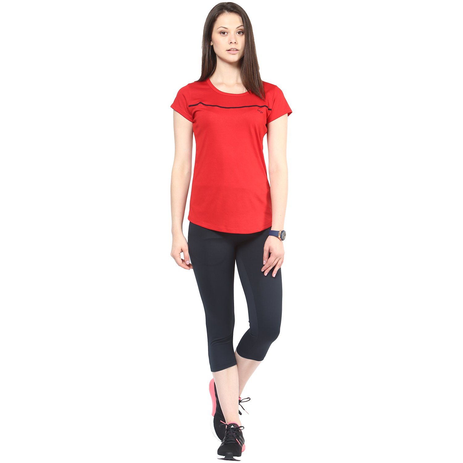 berge women's instadry round neck red tee