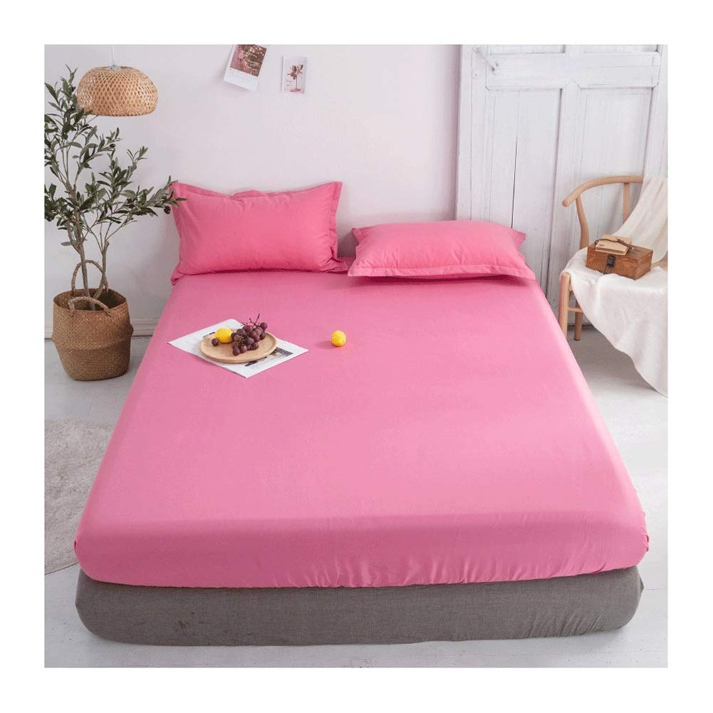 Queen Fitted Sheet Only Soft Polyester Microfibre Adults king Fitted Bottom Sheet Fits Up 0-20cm Deep Mattress Bed Sheets Fade Resistant (Color : Rose red, Size : Queen)