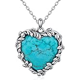 Genuine Turquoise Necklace 925 Sterling Silver Heart Necklace Turquoise Pendant Natural Gemstone Western Jewelry for Women