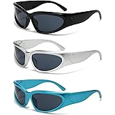 SOAR&EAGLE Y2K 3Pack Polarized sunglasses Wrap Around Men's Women's sunglasses Fashion Sport Shades Sun Glasses